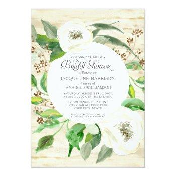 Bridal Shower Boho Eucalyptus Leaf Wreath Roses Invitation Front View