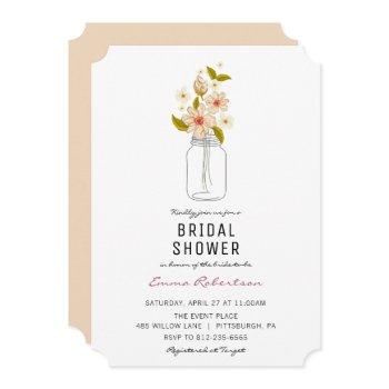 bridal shower bouquet mason jar shower invitation