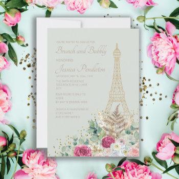 bridal shower brunch paris french eiffel tower  invitation