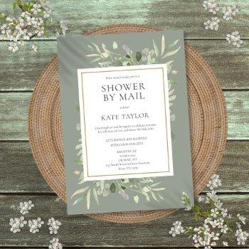 bridal shower by mail long distance sage green invitation