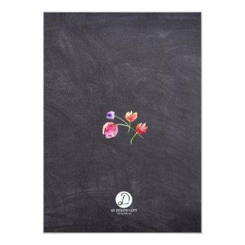 Bridal Shower, Chalkboard, Waterpaint Flower Invitation Front View