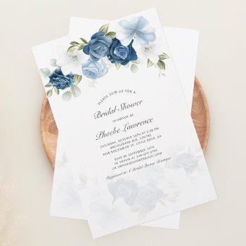 bridal shower dusty blue floral invitation stationery