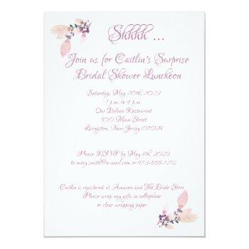 Bridal Shower, Dusty Rose Watercolor  Invitation Front View