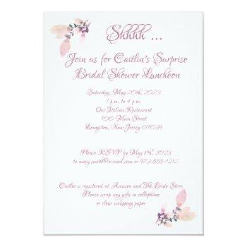 Bridal Shower, Dusty Rose Watercolor Invitation Front View