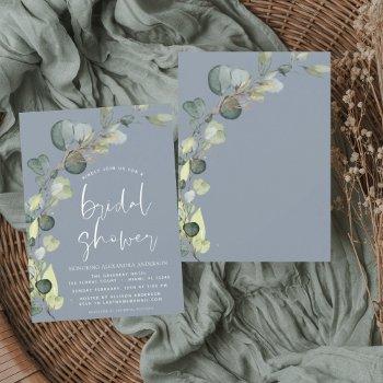 bridal shower eucalyptus dusty blue invitation flyer