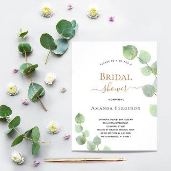 bridal shower eucalyptus foliage budget invitation flyer