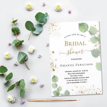 bridal shower eucalyptus greenery glitter invitation