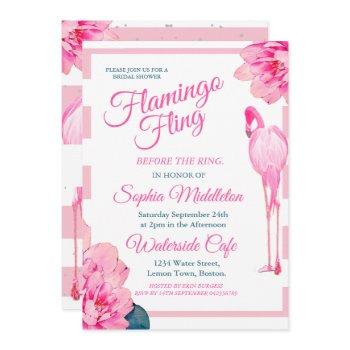 bridal shower flamingo fling stripe floral chic invitation