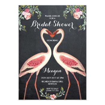 Bridal Shower Flamingo Invitation Chalkboard Front View