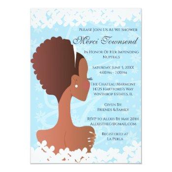 Bridal Shower Floral Blue Invitation Front View