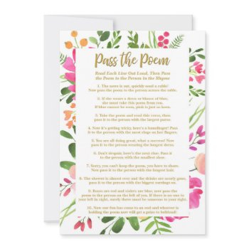 bridal shower game, pass the poem shower game