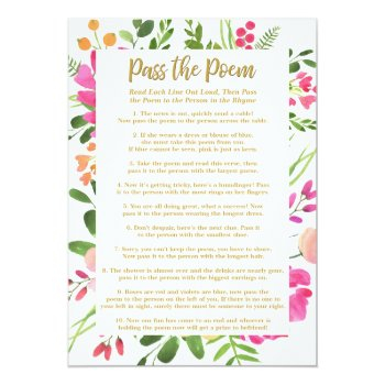Bridal Shower Game, Pass The Poem Shower Game Front View