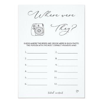 Bridal Shower Game Where Were They  Stationery Front View