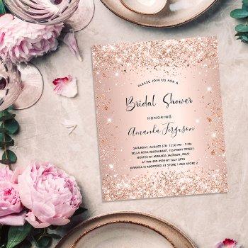 bridal shower glitter rose gold budget invitation flyer