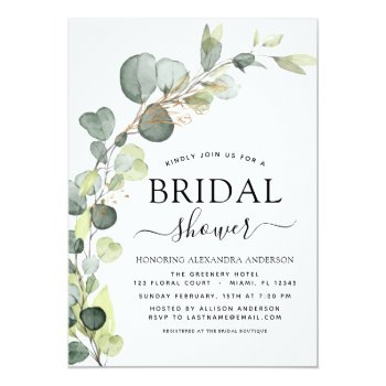 Bridal Shower Greenery Eucalyptus Succulent Invitation Front View