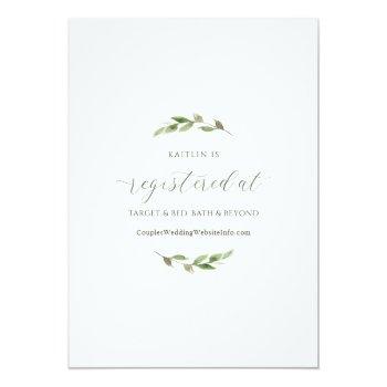 Bridal Shower Greenery Foliage White Watercolor Invitation Front View