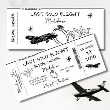 bridal shower hand boarding pass last solo flight  invitation