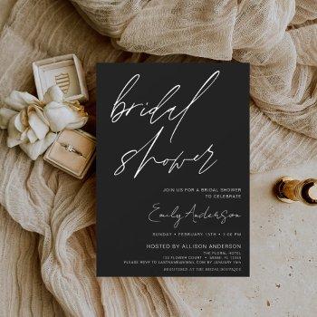 bridal shower handwritten script minimalist invitation