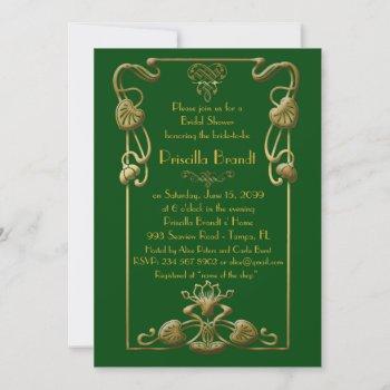 bridal shower honoring, great gatsby style, green invitation