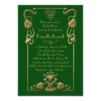 Bridal Shower Honoring, Great Gatsby Style, Green Invitation Front View