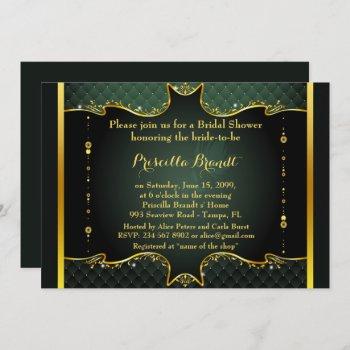 bridal shower honoring, great gatsby style,green invitation