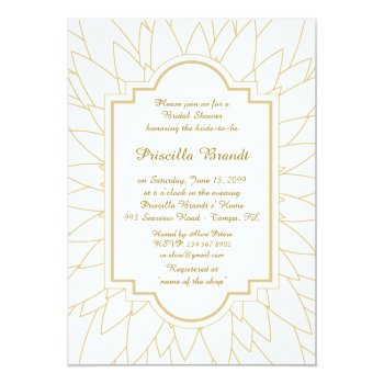 Bridal Shower Honoring, Monet's Dahlia Style,white Invitation Front View