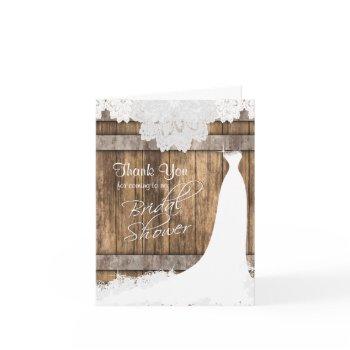 bridal shower in rustic wood & vintage lace thank you card