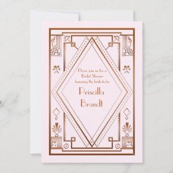 bridal shower invitation,great gatsby, gold pink invitation