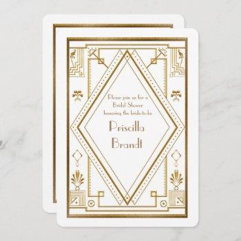 bridal shower invitation,great gatsby gold white invitation