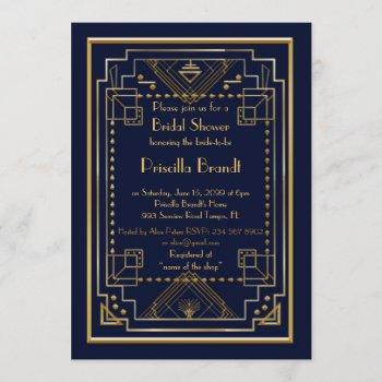 bridal shower invitation,great gatsby, navy, gold invitation