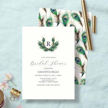 bridal shower invitations watercolor peacock