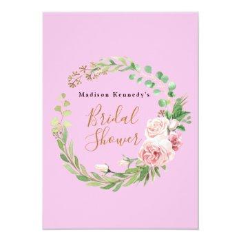 Bridal Shower Itinerary Plan Pink Floral Customize Invitation Front View