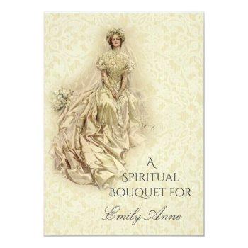 Bridal Shower Lace Spiritual Bouquet Prayers Thank You Card Front View