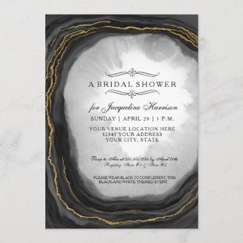 bridal shower modern simple geode black white invitation