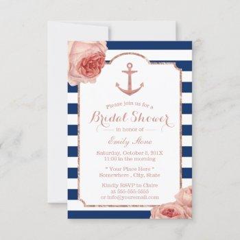 bridal shower nautical anchor vintage floral #2 invitation