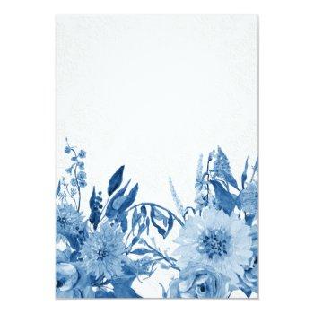 Bridal Shower Navy Blue White Chintz Damask Floral Invitation Front View