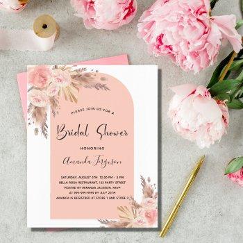 bridal shower pampas rose gold budget invitation