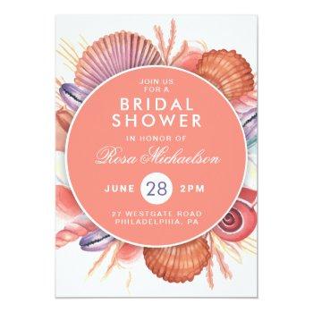 Bridal Shower | Pastel Watercolor Seashells Invitation Front View