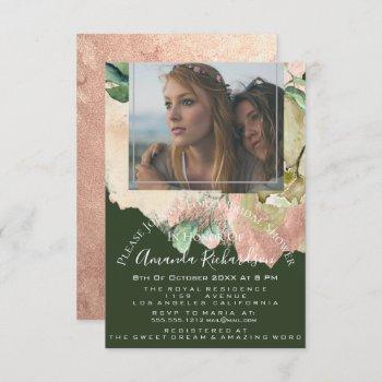 bridal shower photo floral birthday greenery peach invitation