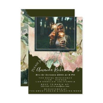 bridal shower photo floral graduation cali green invitation