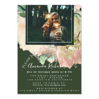 Bridal Shower Photo Floral Graduation Woodland Invitation Front View