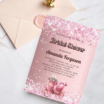 bridal shower pink carriage elegant invitation