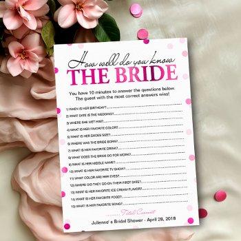 bridal shower pink how well do you know the bride invitation