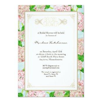 Bridal Shower Pink Hydrangea Lace Floral Formal Invitation Front View