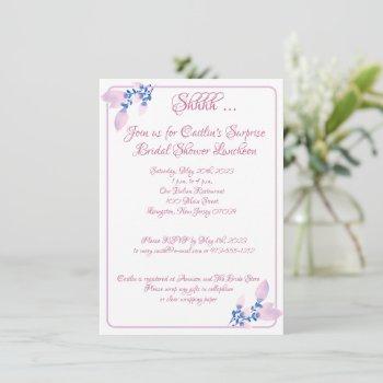bridal shower, pink outline watercolor invitation