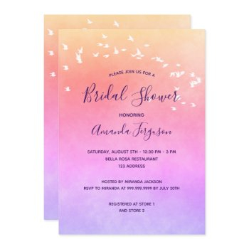 bridal shower purple pink violet birds invitation