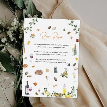 bridal shower recipe request enclosure card