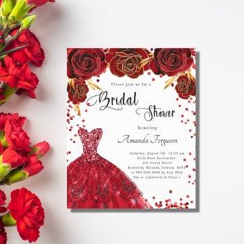 bridal shower red white dress budget invitation flyer
