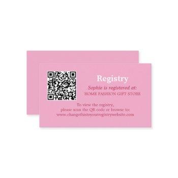 bridal shower registry qr code pink magenta enclosure card