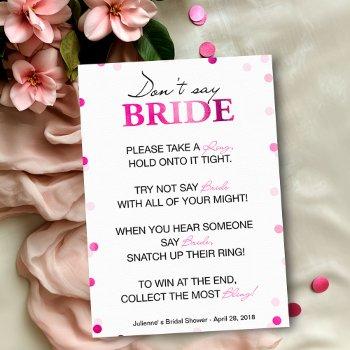 bridal shower ring game | pink magenta confetti invitation